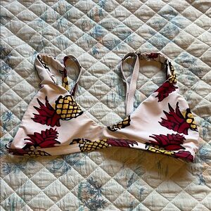 Zaful Pineapple Print Bikini Top - Red and Yellow